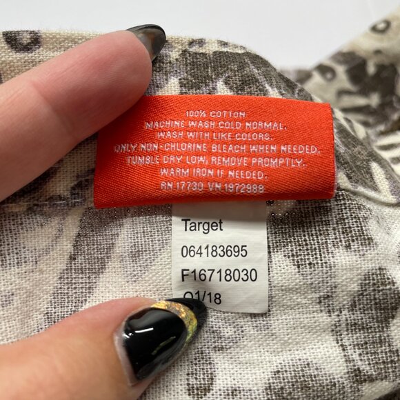 Opalhouse Jungalow Brown White Botanical Print Fringe Shower Curtain 72x72 - Picture 7 of 7